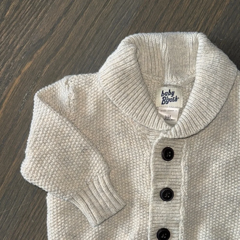 Baby B’gosh Cream Cable Knit Shawl Collar Cardigan | 3M